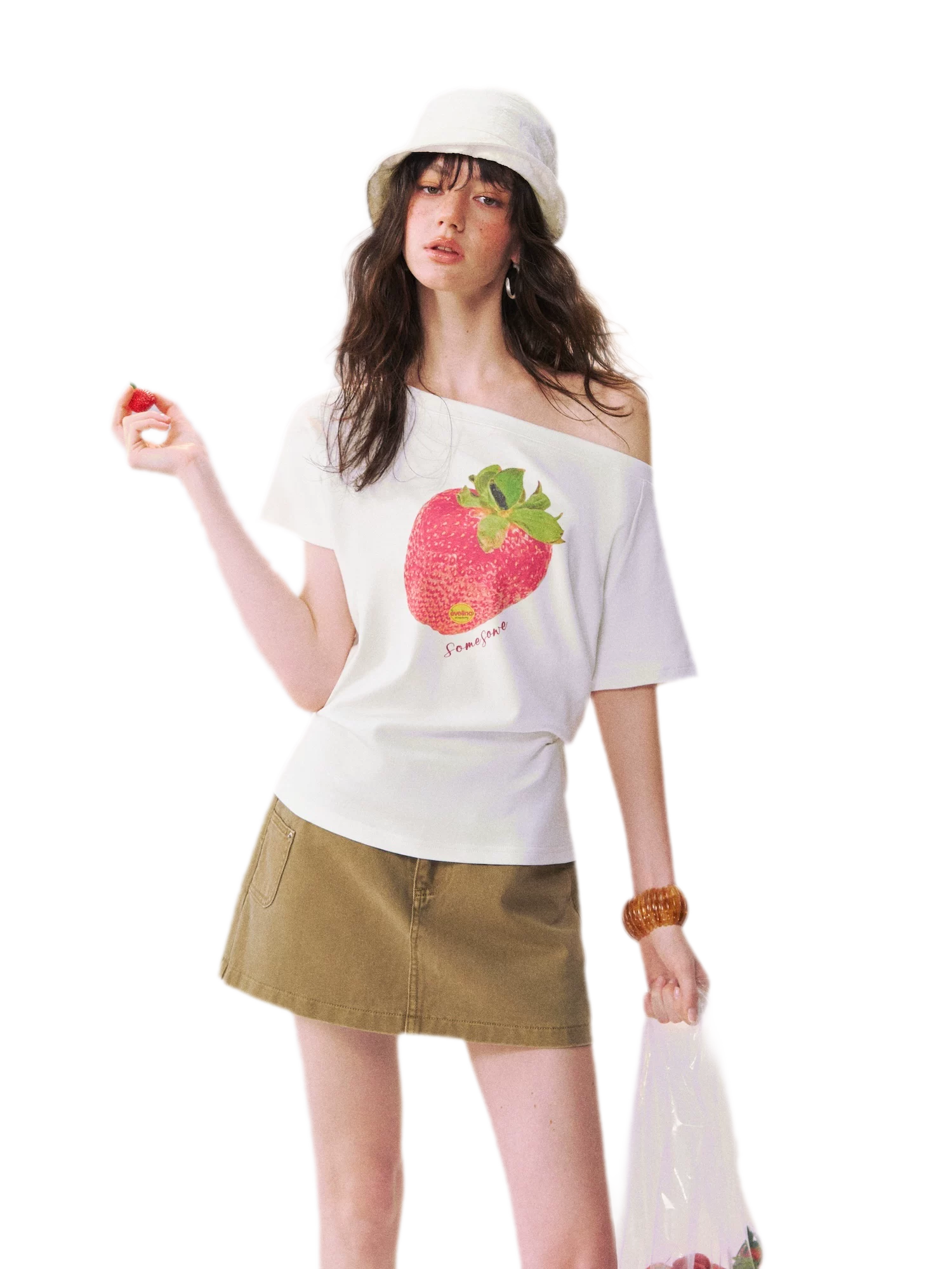Dopamine Strawberry One-Shoulder Tee