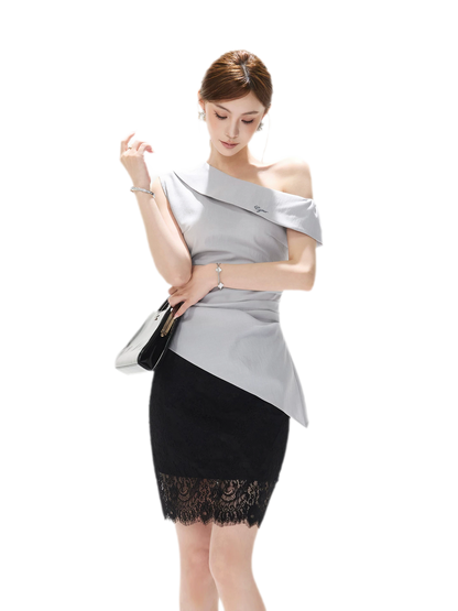 Asymmetrical Halter Blouse