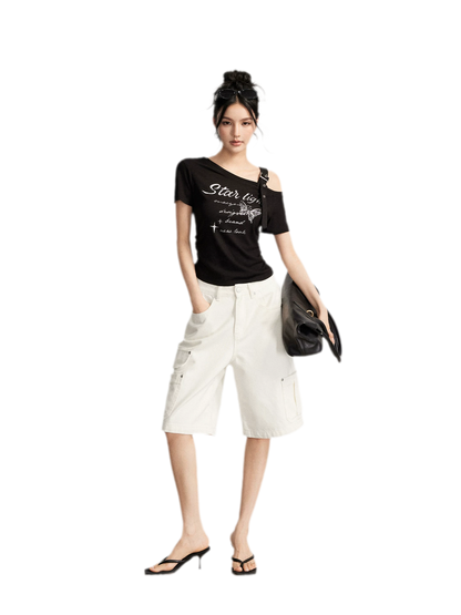 Wide-Leg Cargo Shorts