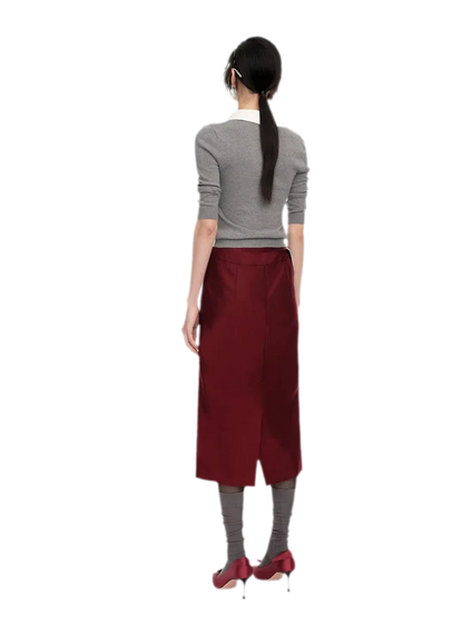 Silk Cashmere Collared Knit Top