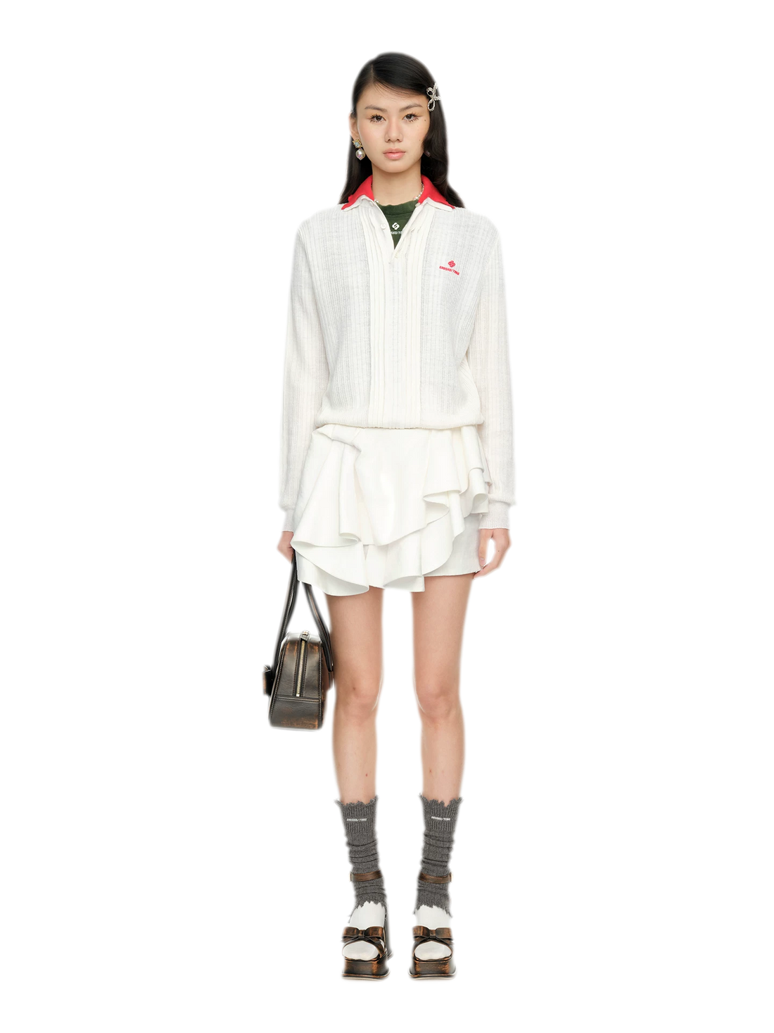 Summer Knit Pullover with Contrasting Collar