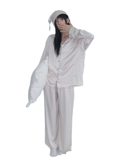 Glossy Polka Dot Pajama Set