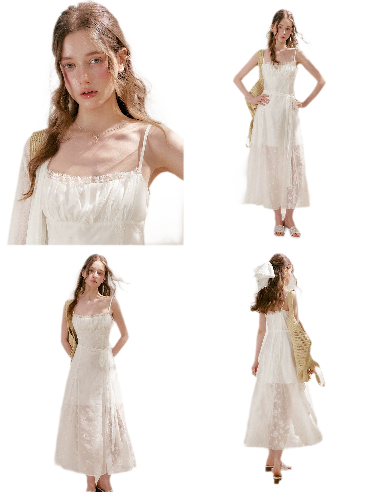 French Embroidered A-line Dress