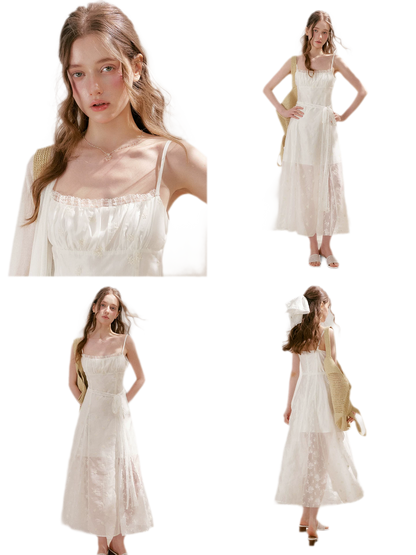 French Embroidered A-line Dress