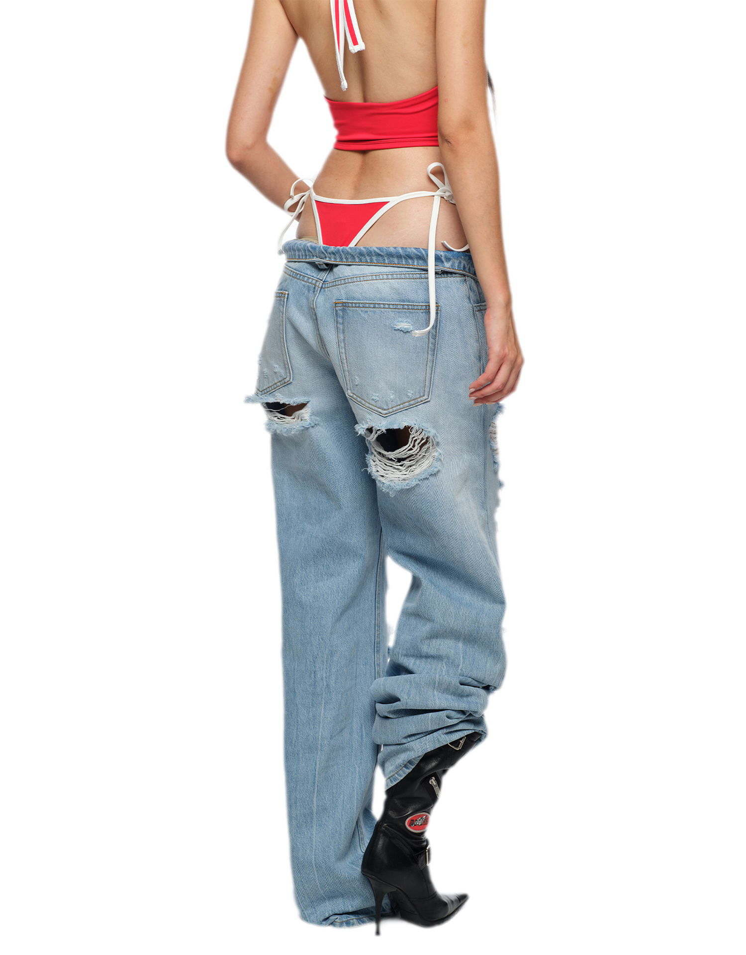 Frayed Straight-Leg Jeans