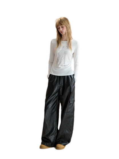 Matte Wide-Leg Cargo Pants