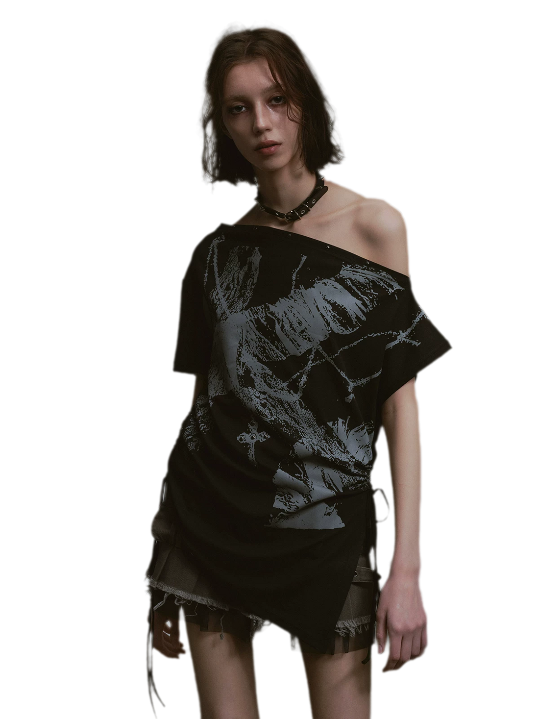 Cest Nous Distressed Punk Shoulder Tee – view 2