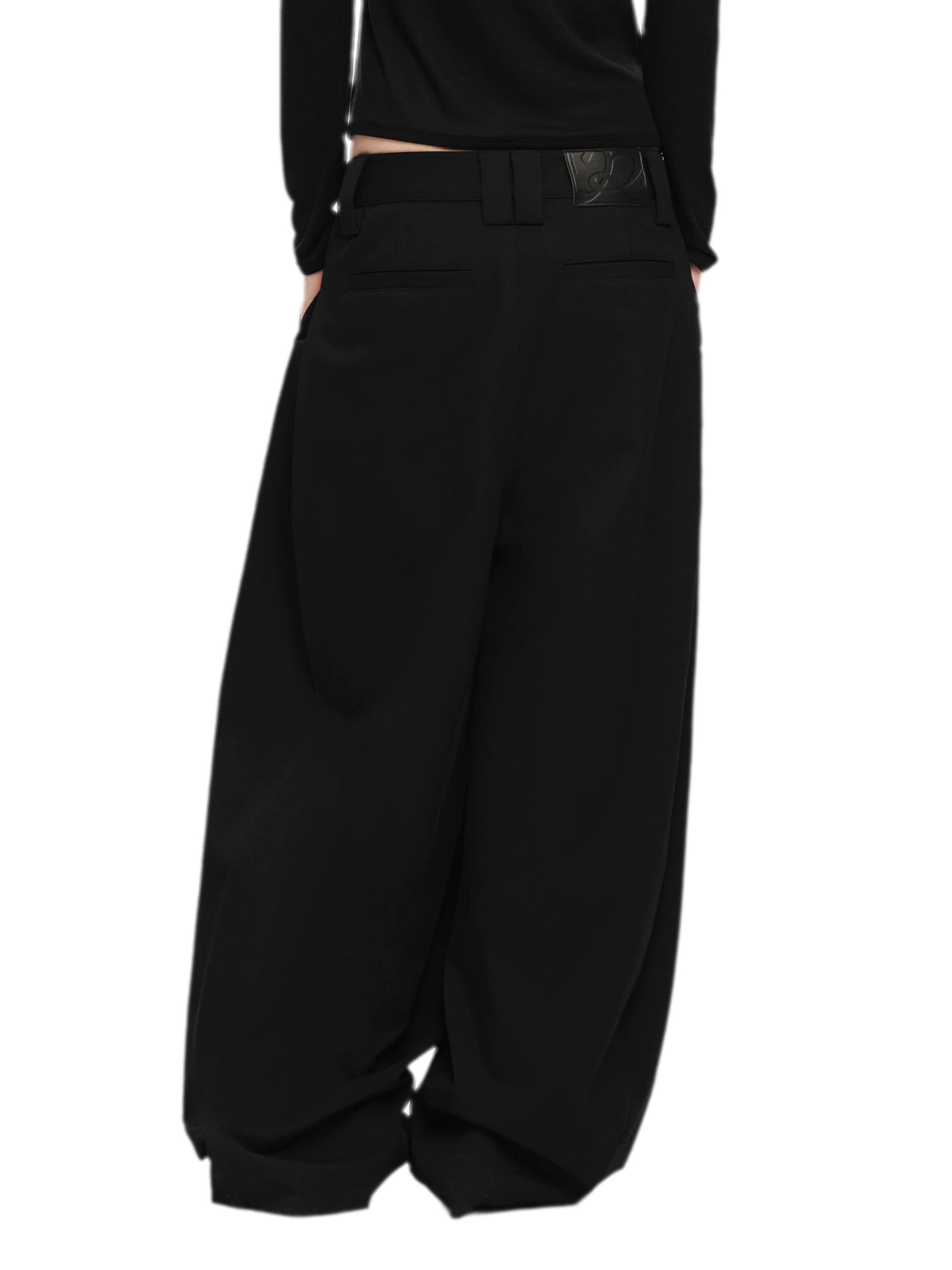 Double Pleat Wide-Leg Suit Pants