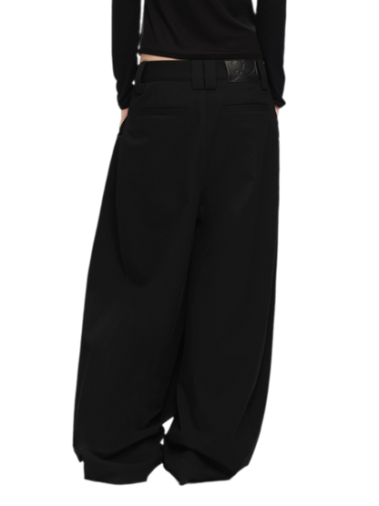 Double Pleat Wide-Leg Suit Pants