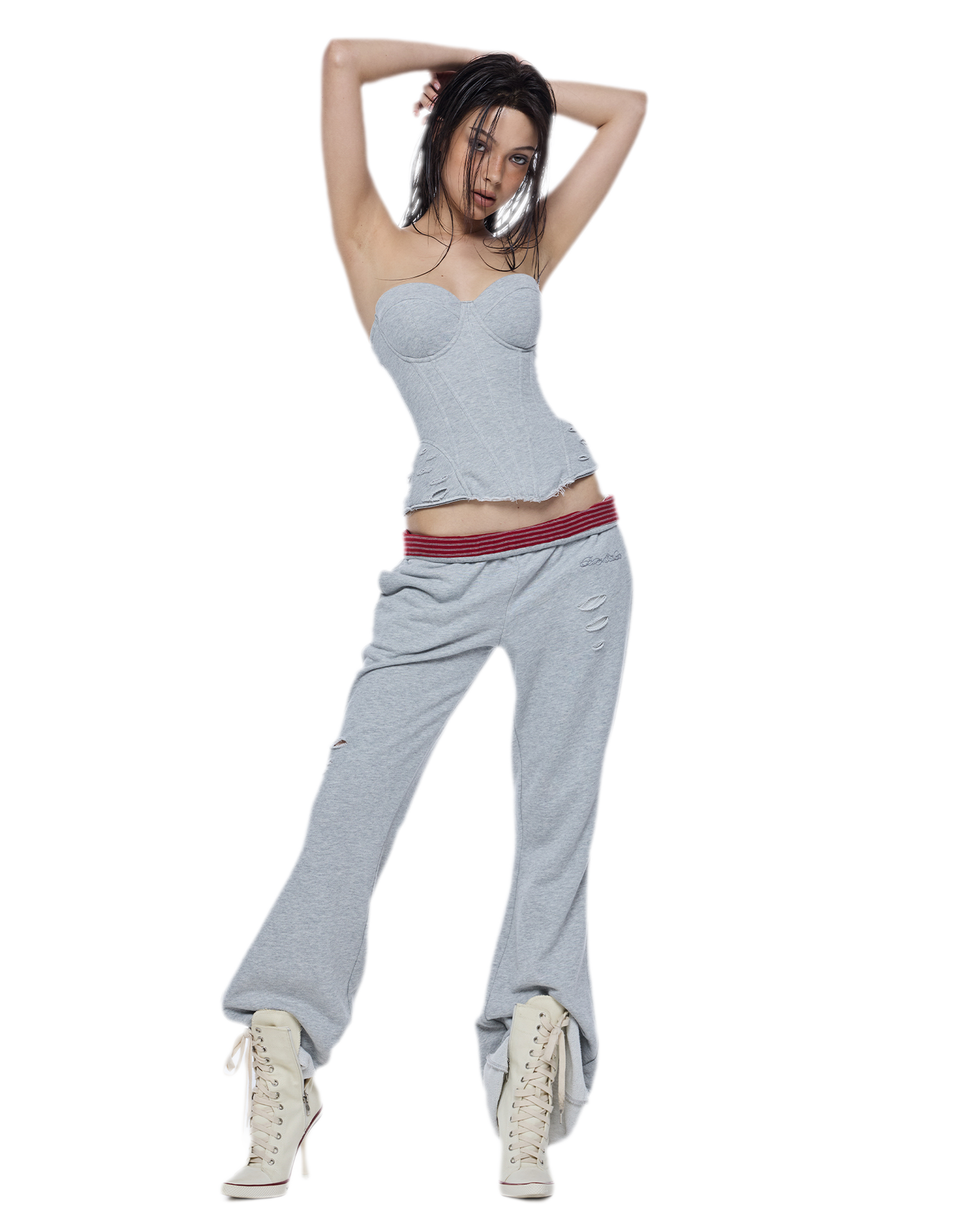 Distressed Flared Sweatpants