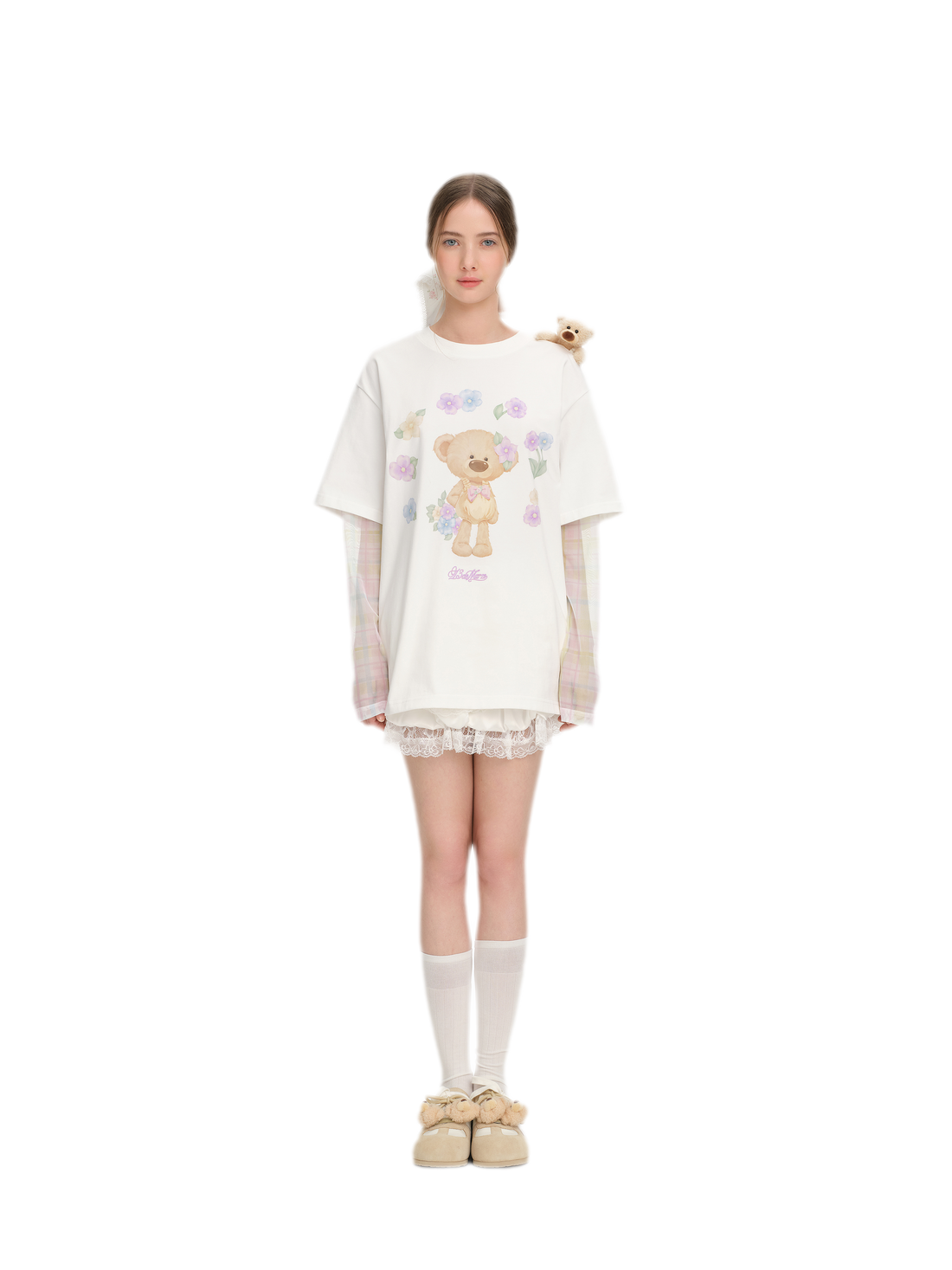 13DE MARZO Floral Appliqué Layered T-shirt – view 2