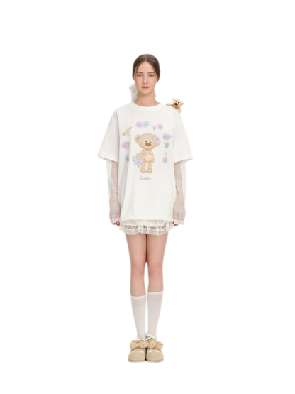 Floral Appliqué Layered T-shirt