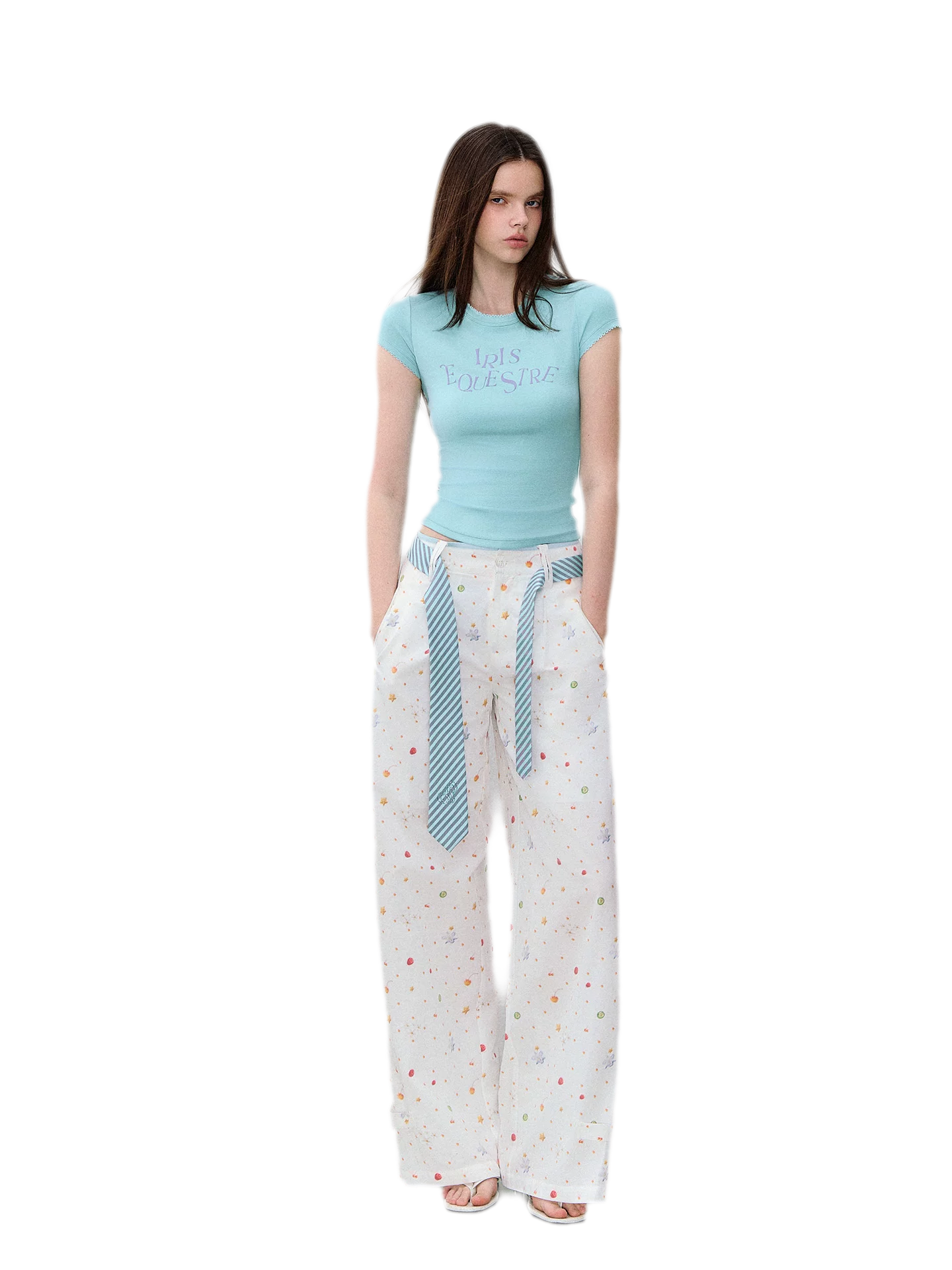 Printed Wide-Leg Pants
