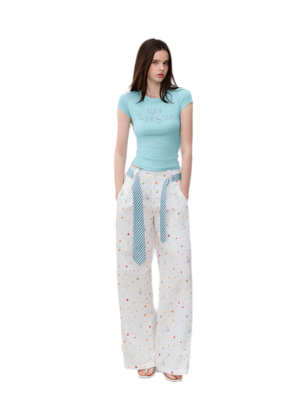 Printed Wide-Leg Pants