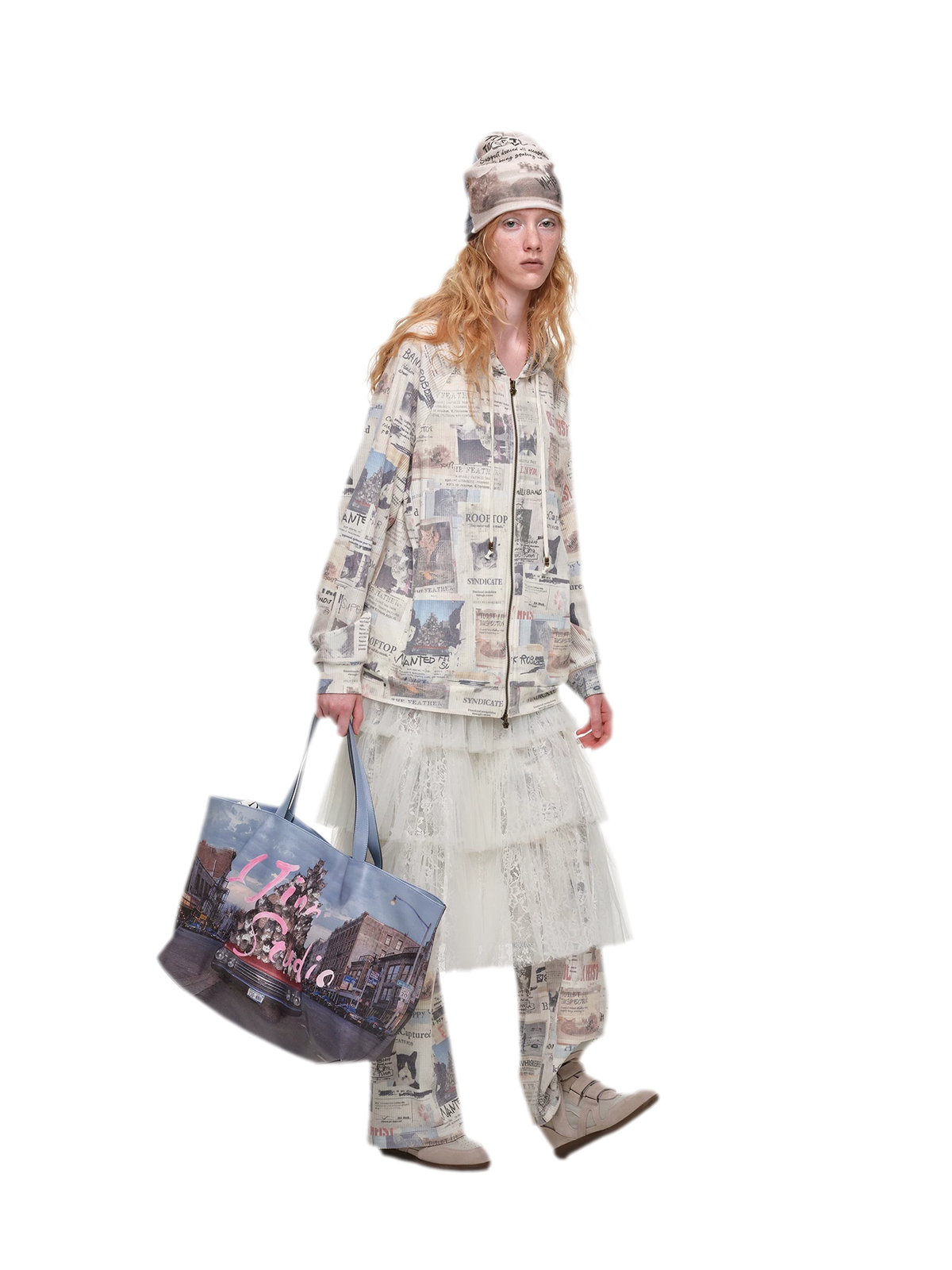 Waffle Print Hooded Set
