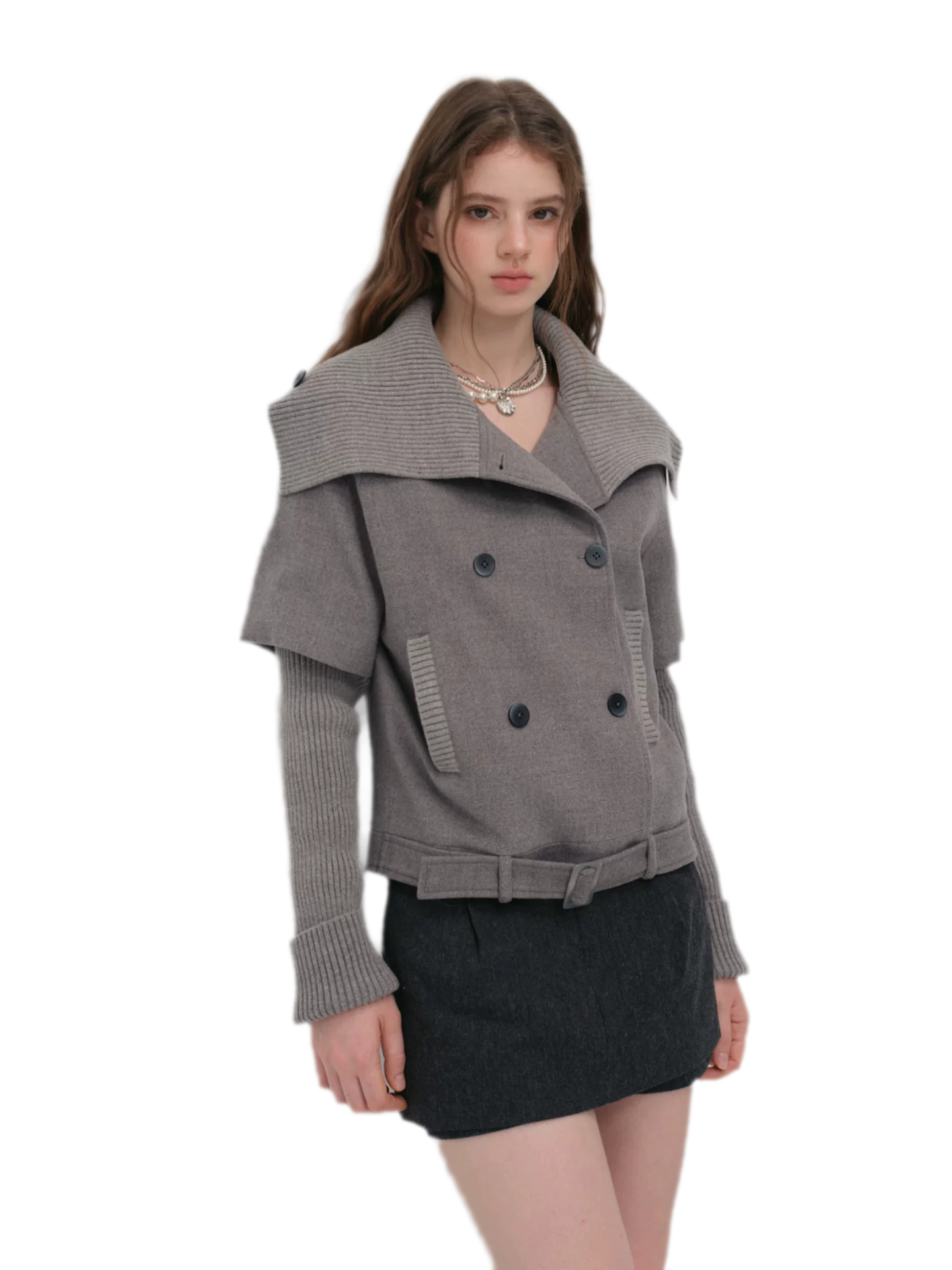Cape Collar Cropped Jacket