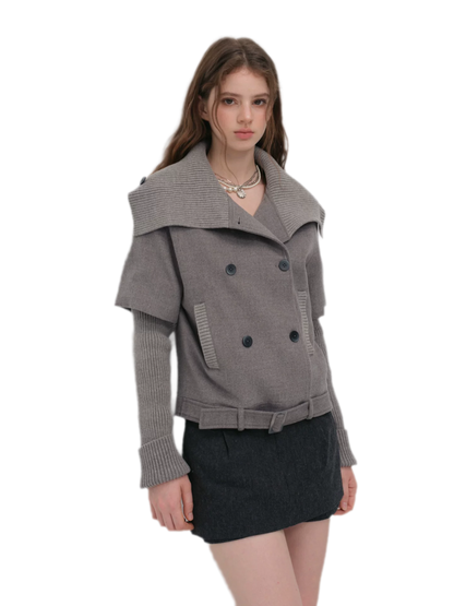 Cape Collar Cropped Jacket