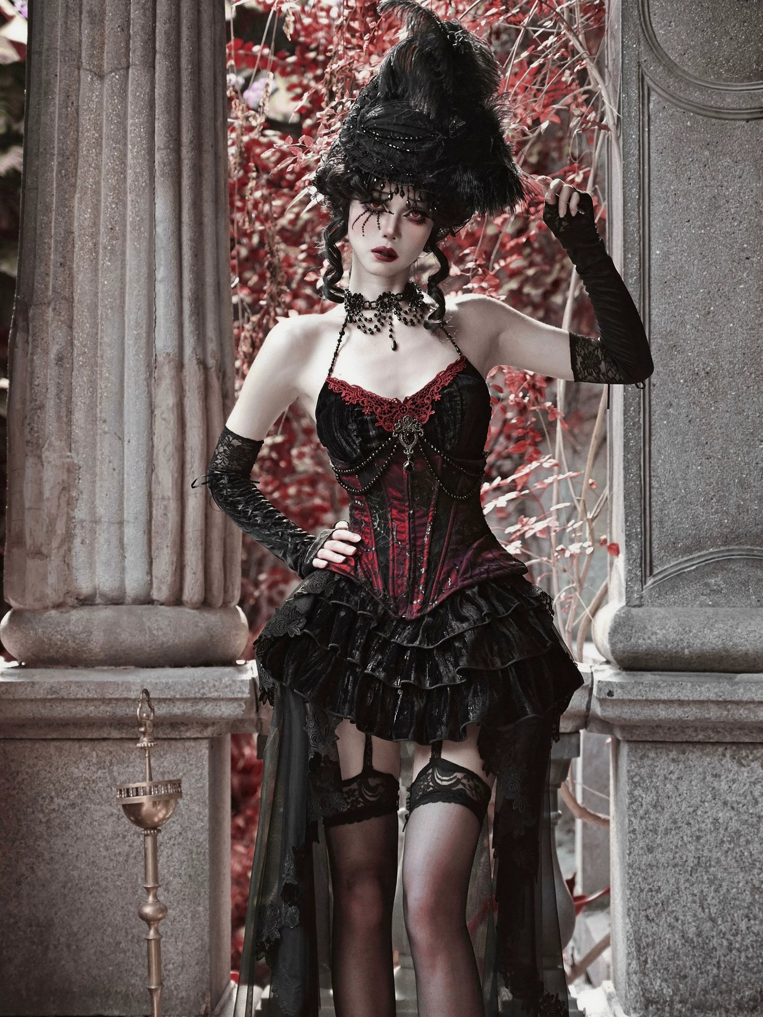 Beaded Velvet Gothic Corset Dress