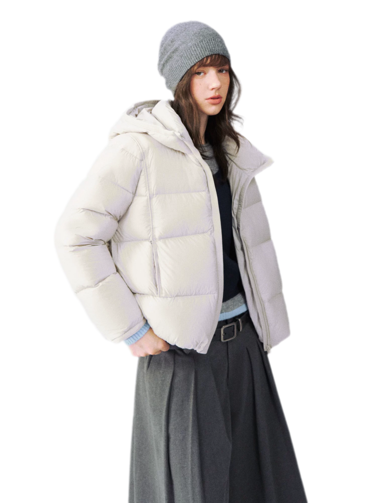 Nylon Cloud-Puff Hooded Down Jacket
