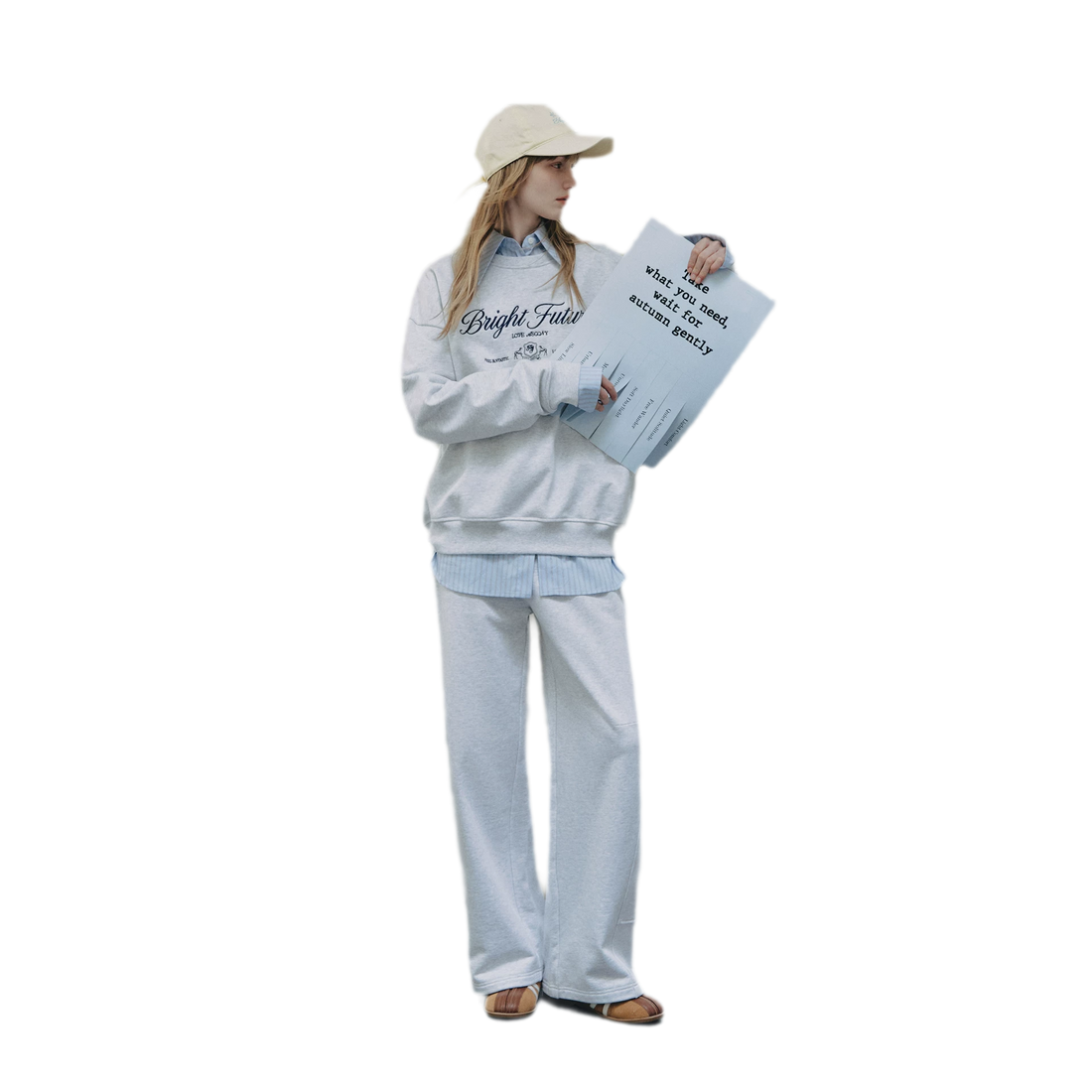 Cotton Curved Wide-Leg Pants