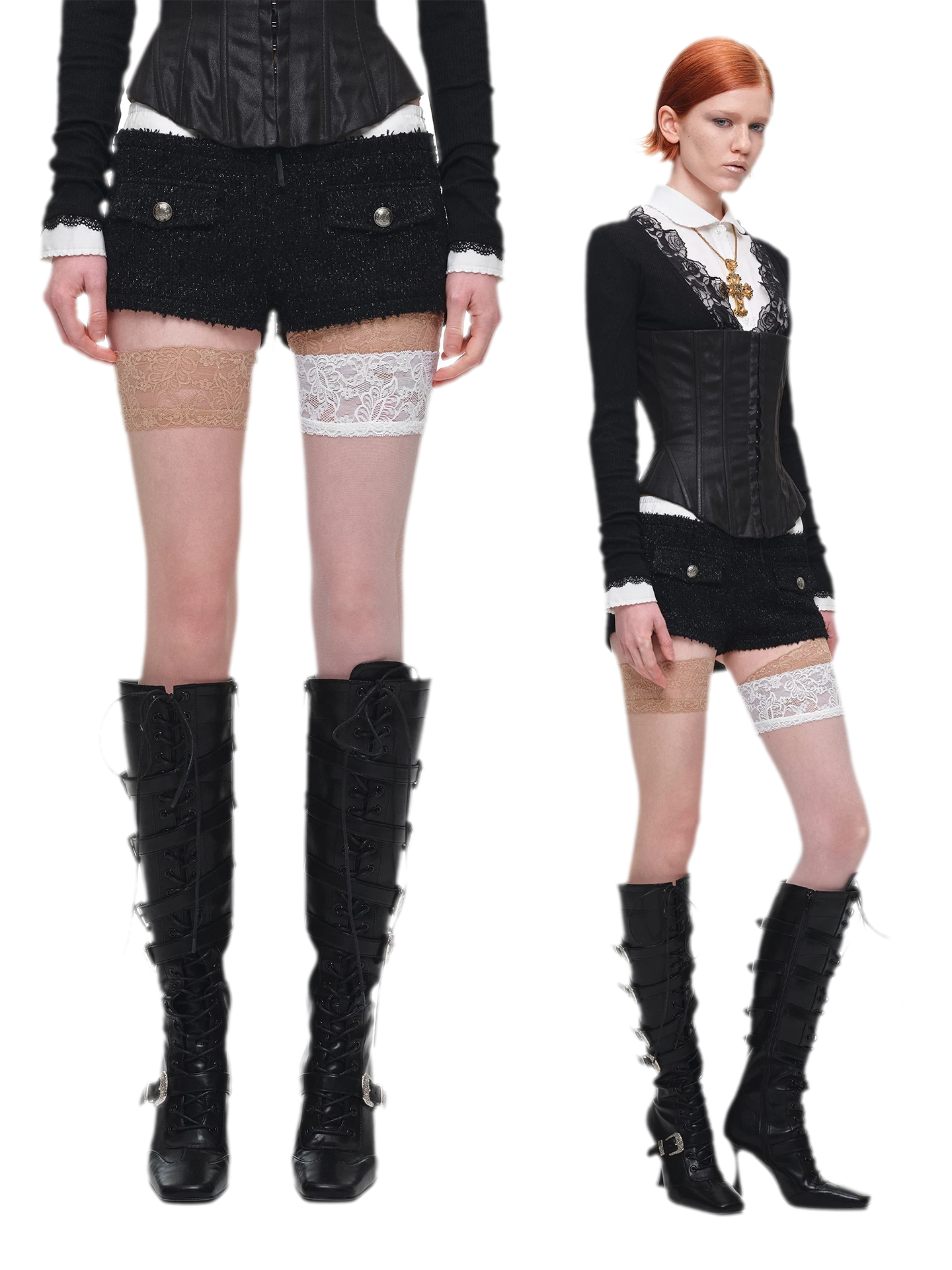 Bouclé Cropped Jacket Shorts Set