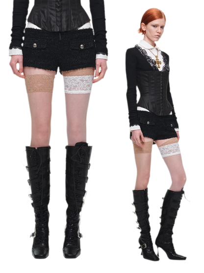 Bouclé Cropped Jacket Shorts Set