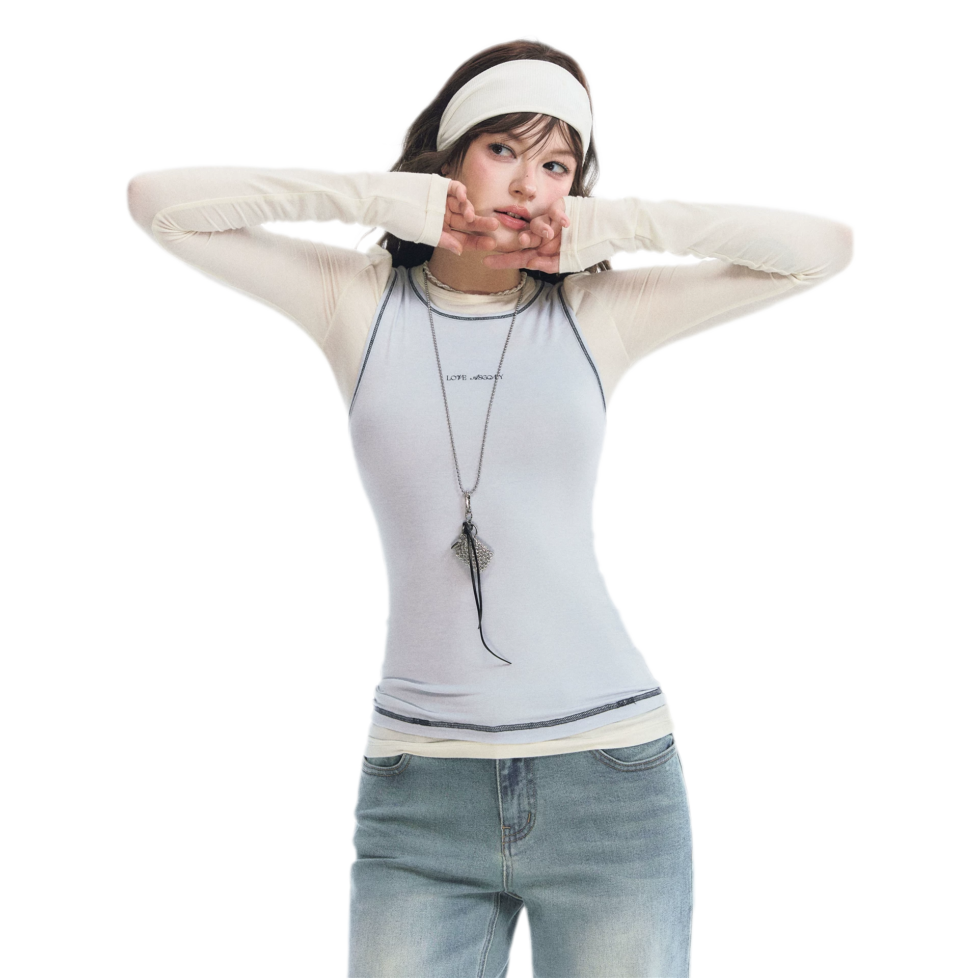 Contrast Trim Layered T-Shirt