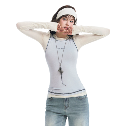 Contrast Trim Layered T-Shirt