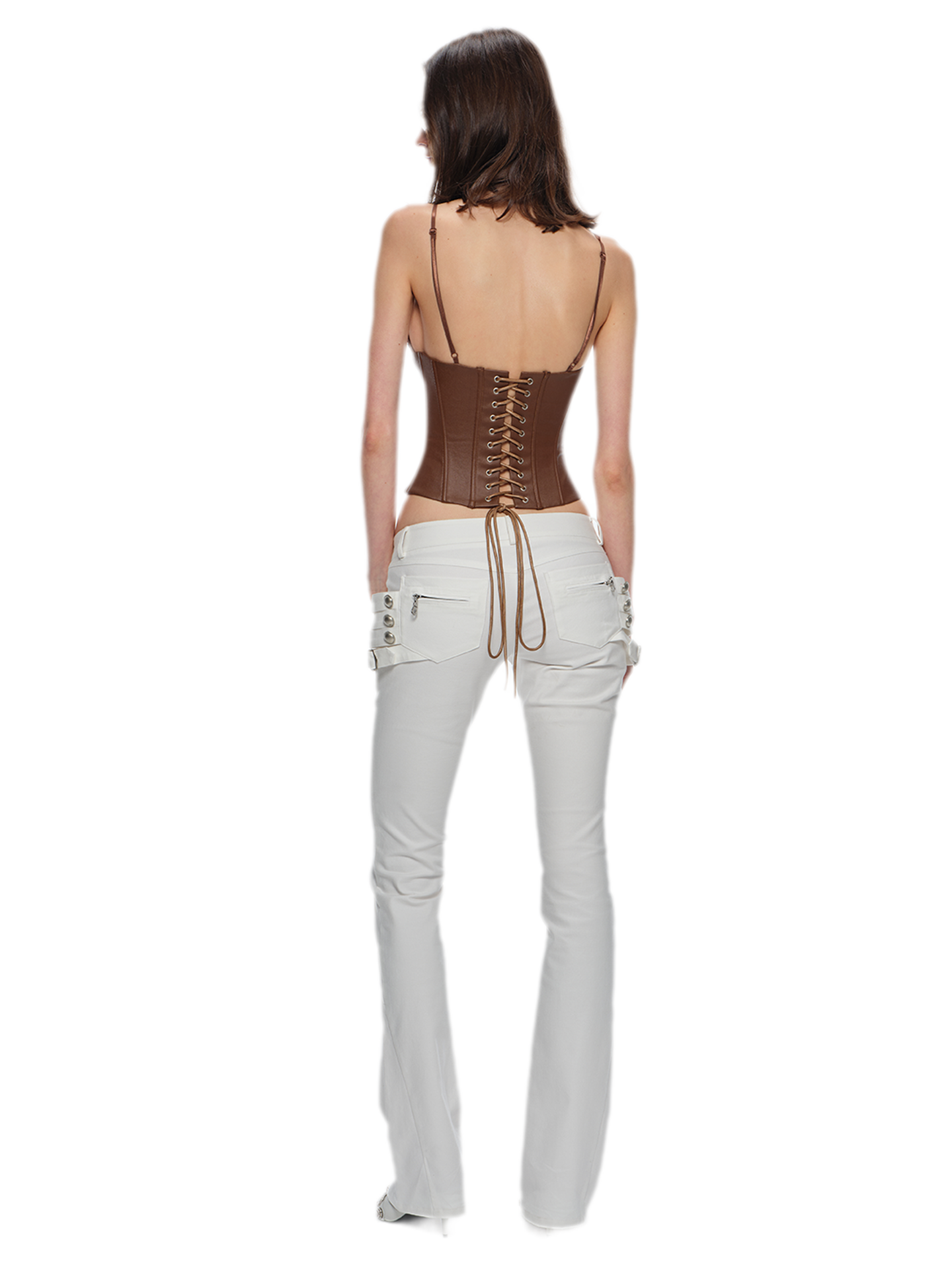 Coated Studded Corset Bustier