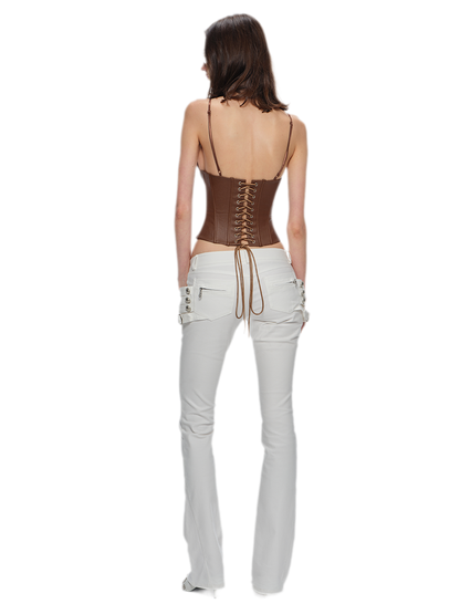 Coated Studded Corset Bustier