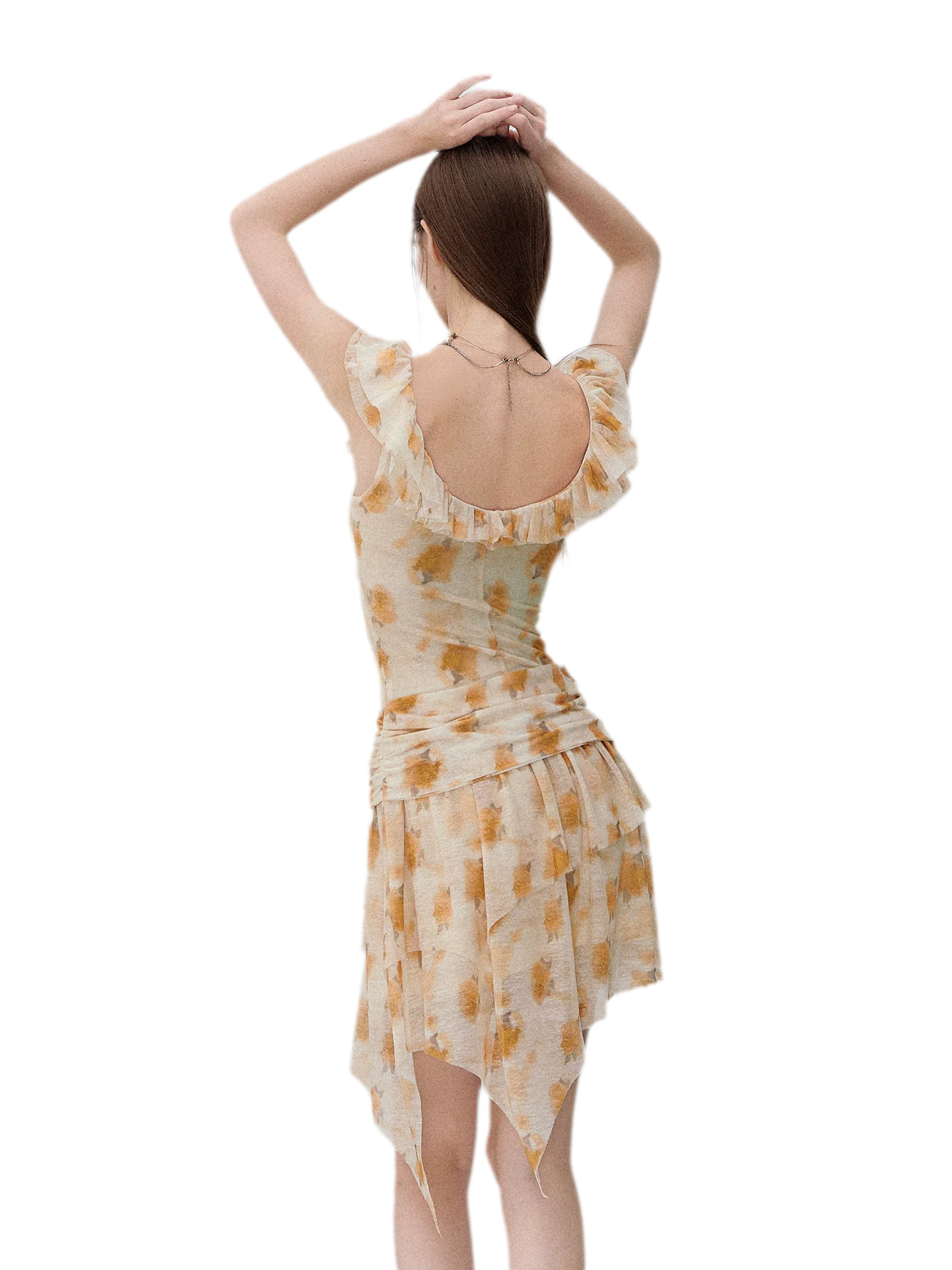 Shadow French Vintage Floral Ruffle Dress