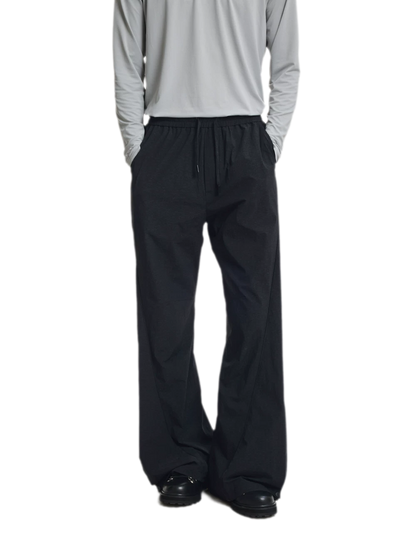 Shiny Panel Wide-Leg Nylon Pants