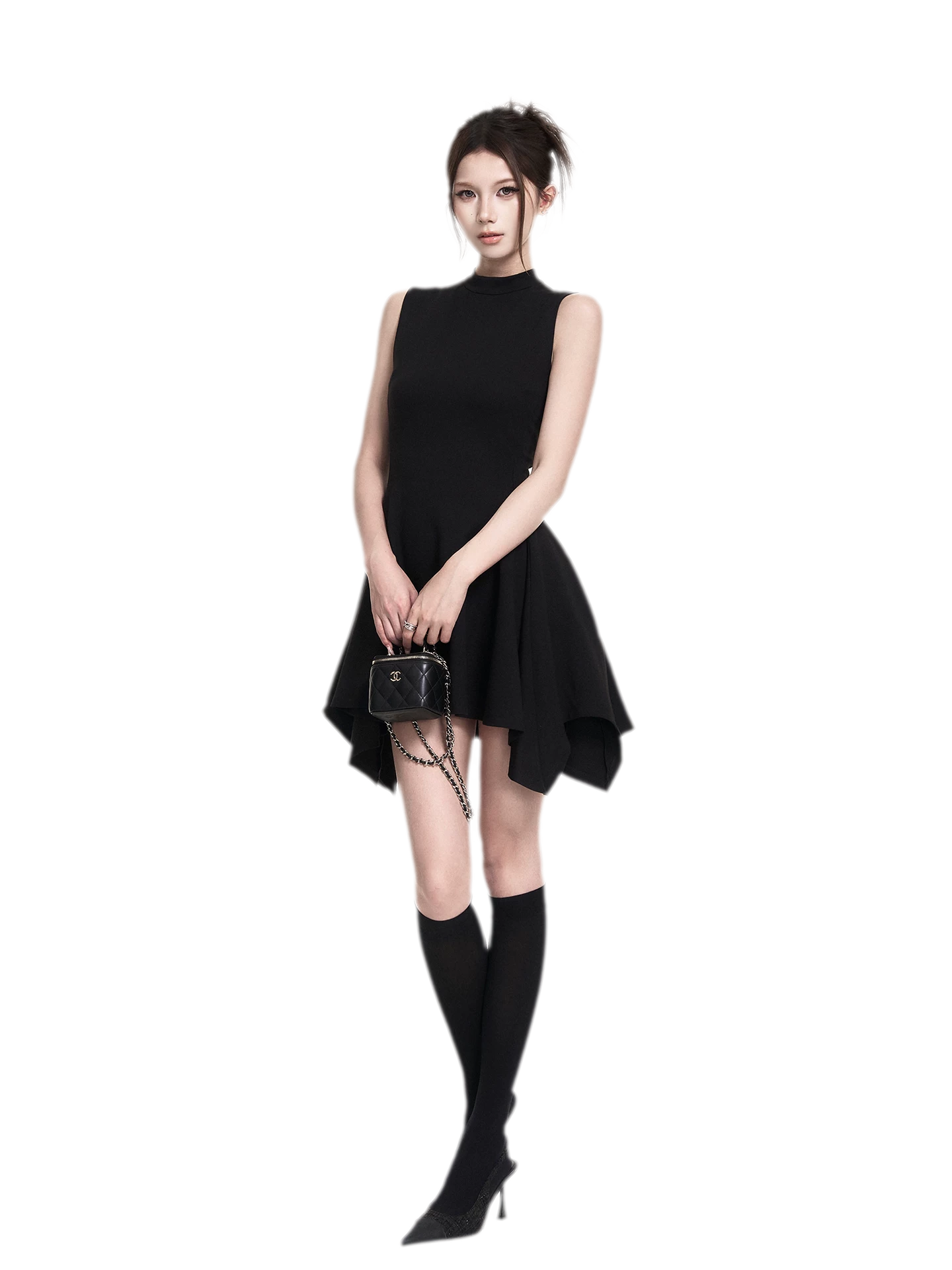 Black Asymmetric A-Line Dress