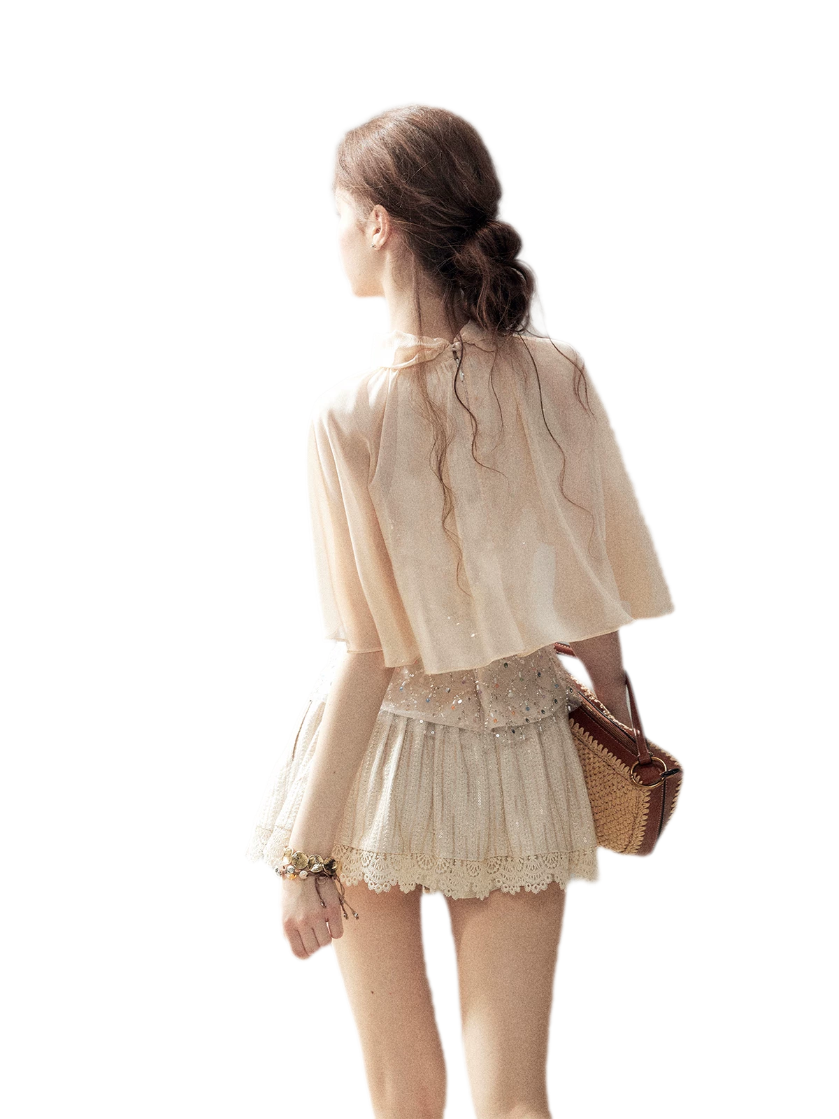 Textured Sequin Cape Top