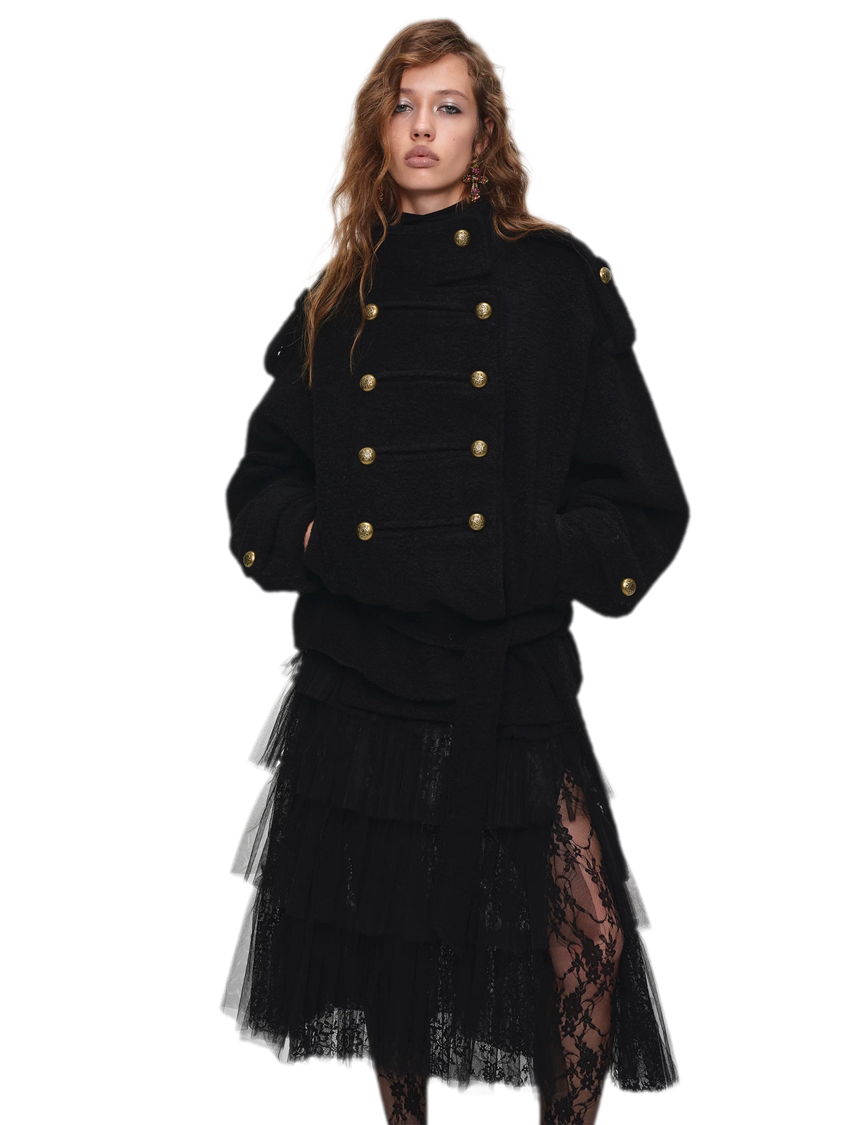 Wool Blend Napoleon Coat