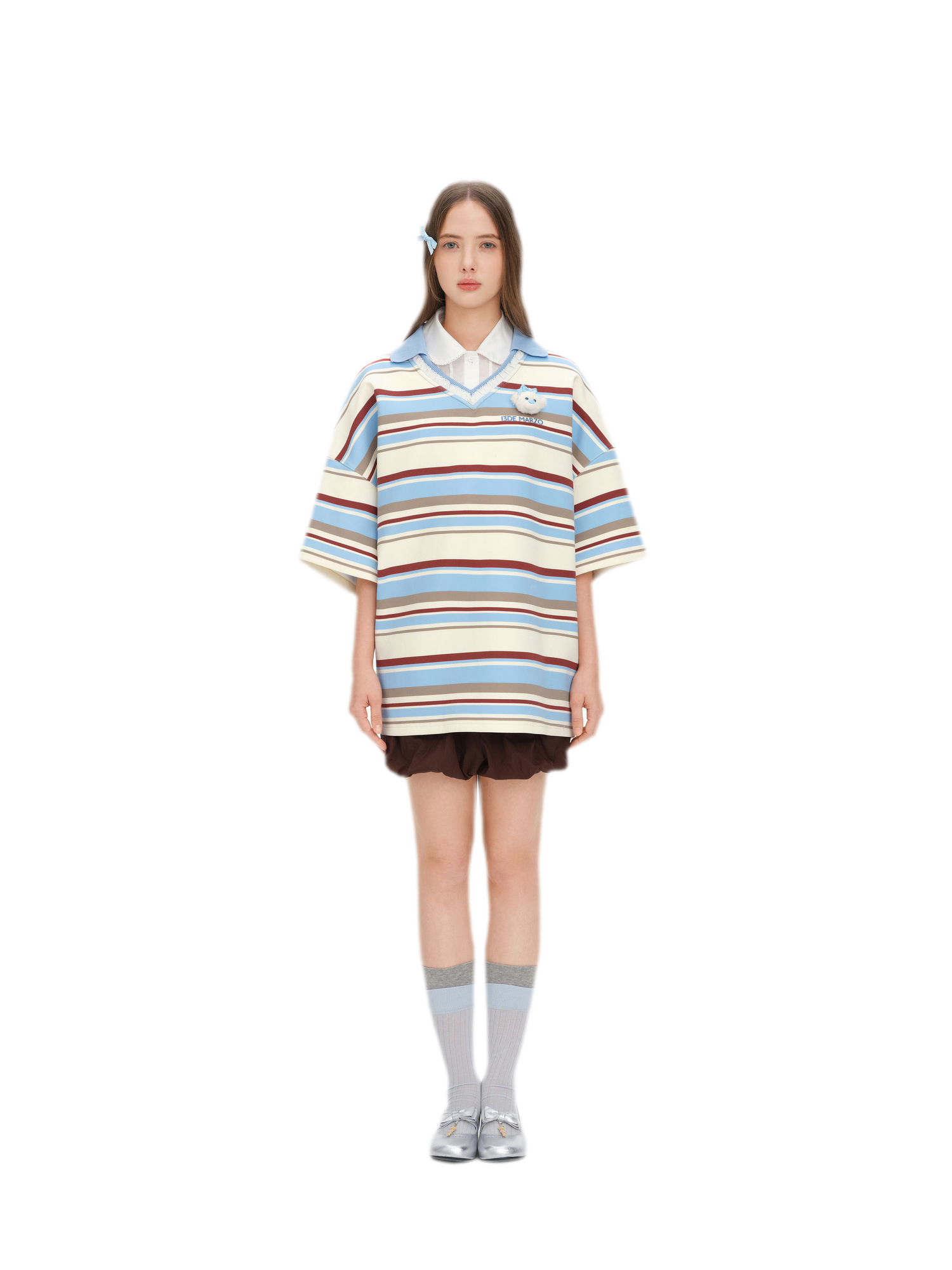 Floral Stripe Polo Tee