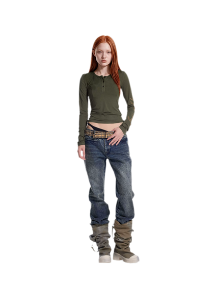 Soft Henley Fitted Knit Top