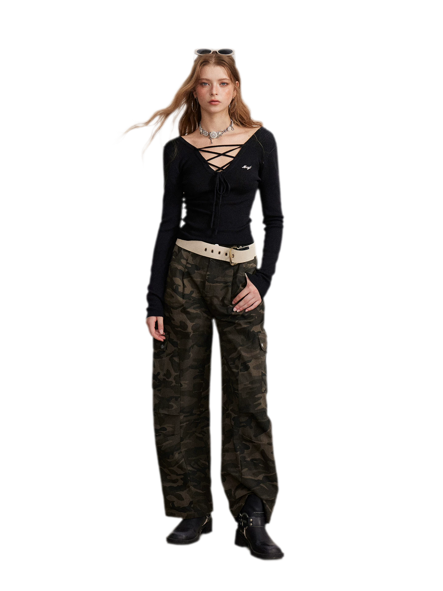 Vintage Curved-Leg Cargo Pants
