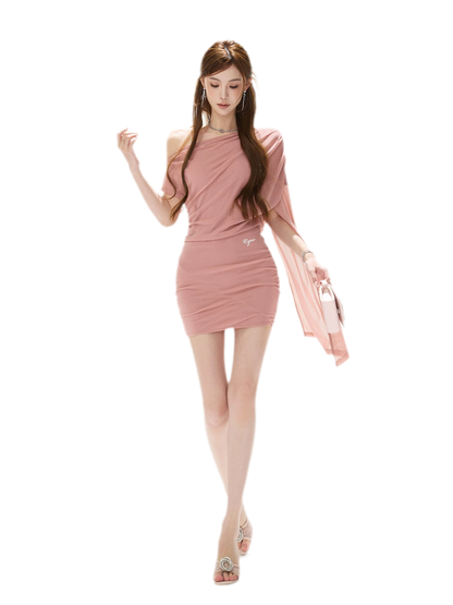 Asymmetric Silver Knit Dress