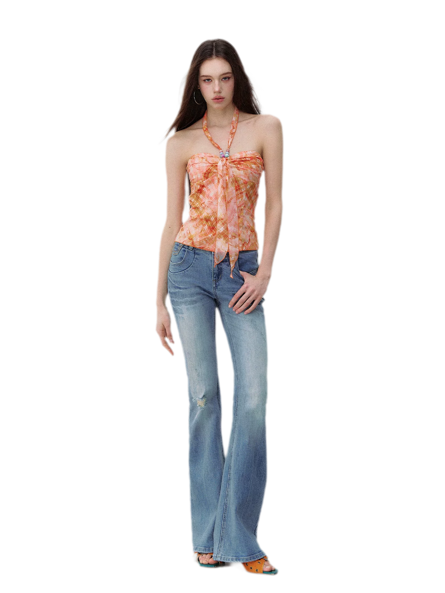 Model Vintage Washed Slim Flared Jeans