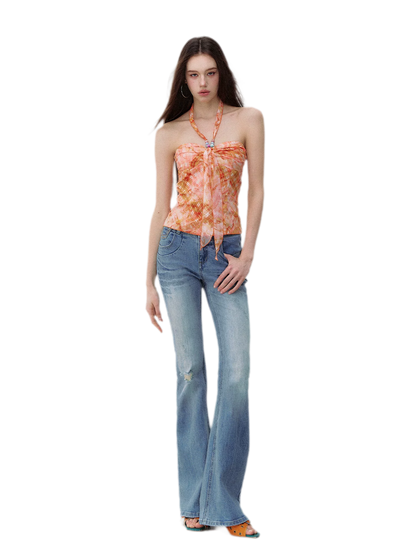 Model Vintage Washed Slim Flared Jeans