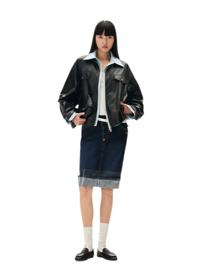 Matte Cropped Deconstructed Jacket