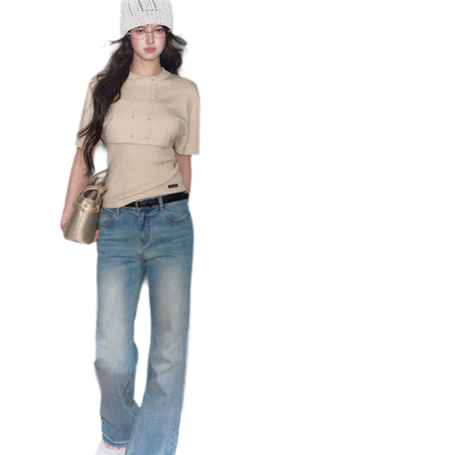 Double-Breasted Cropped Cape Cardigan