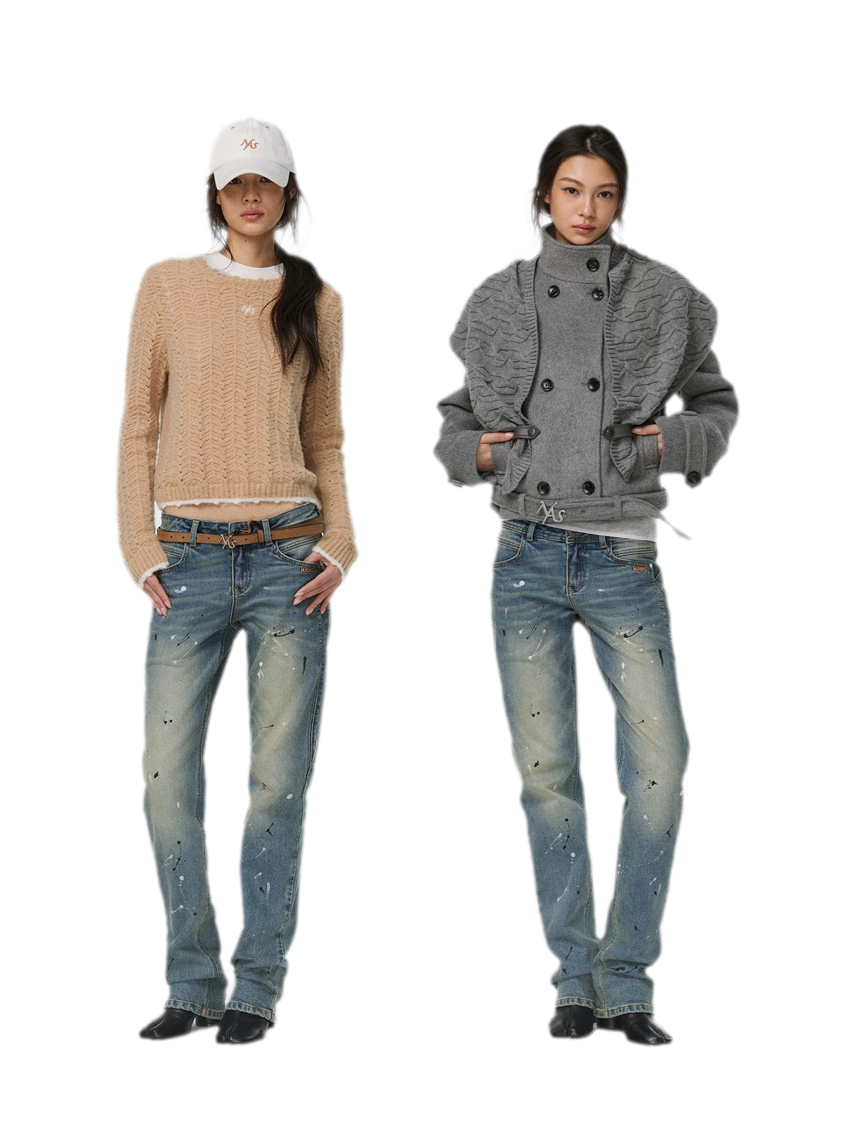 Gewaschene Distressed-Slim-Jeans