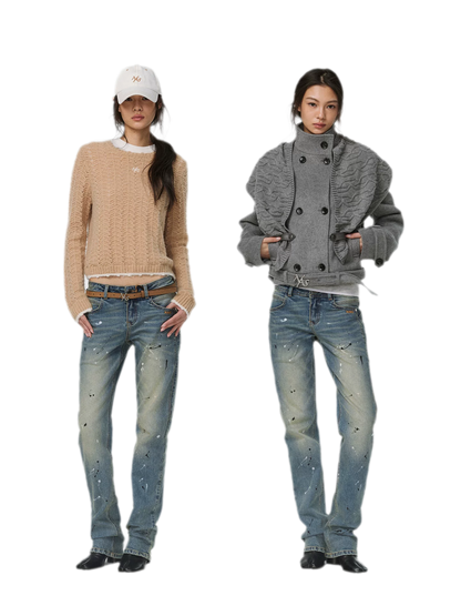 Gewaschene Distressed-Slim-Jeans
