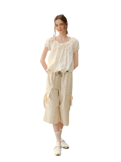 Embroidered Ruffle Blouse