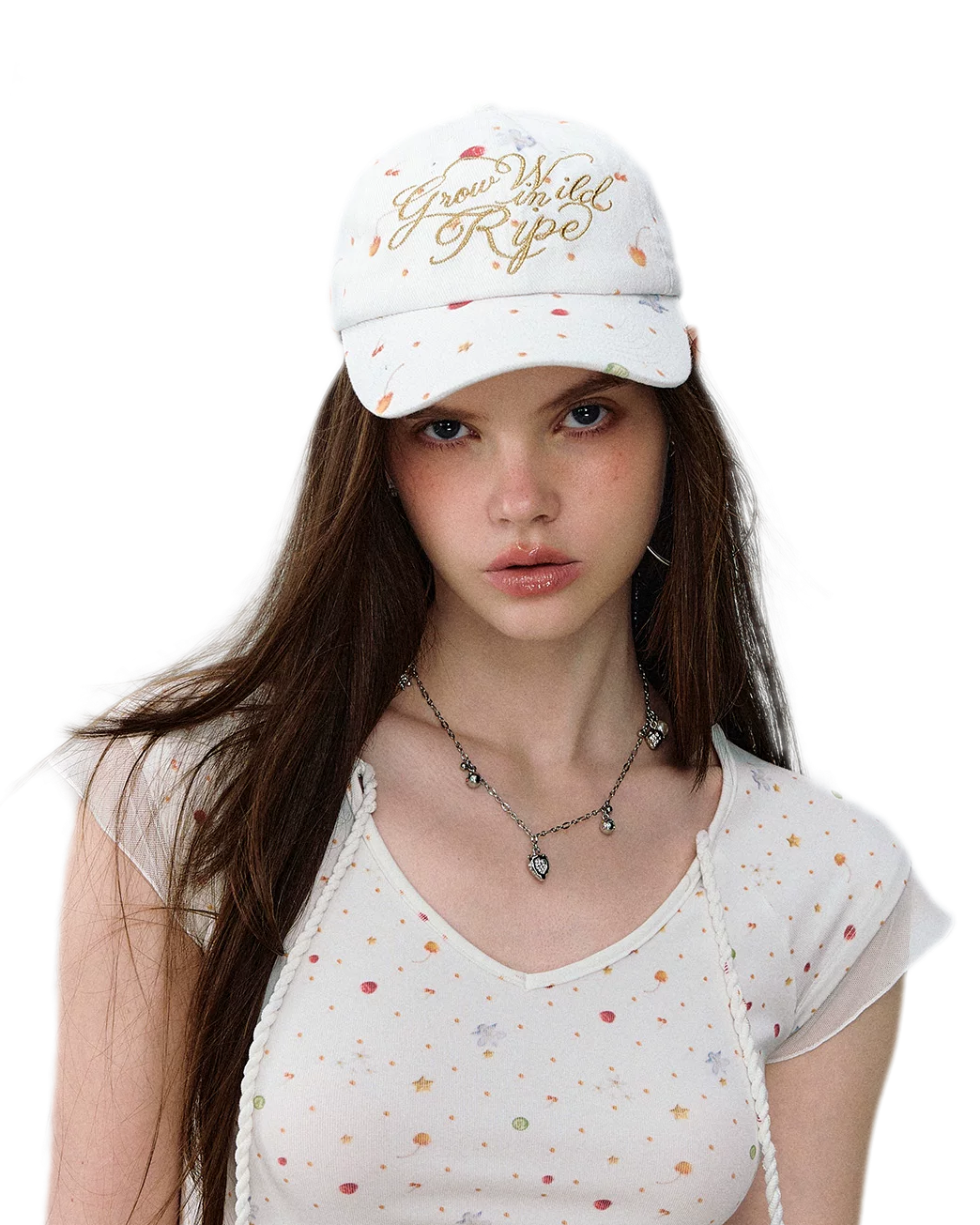 Fruit Print Embroidered Cap