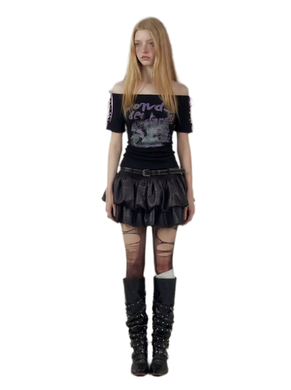 Layered Ruffle Gothic Mini Skirt