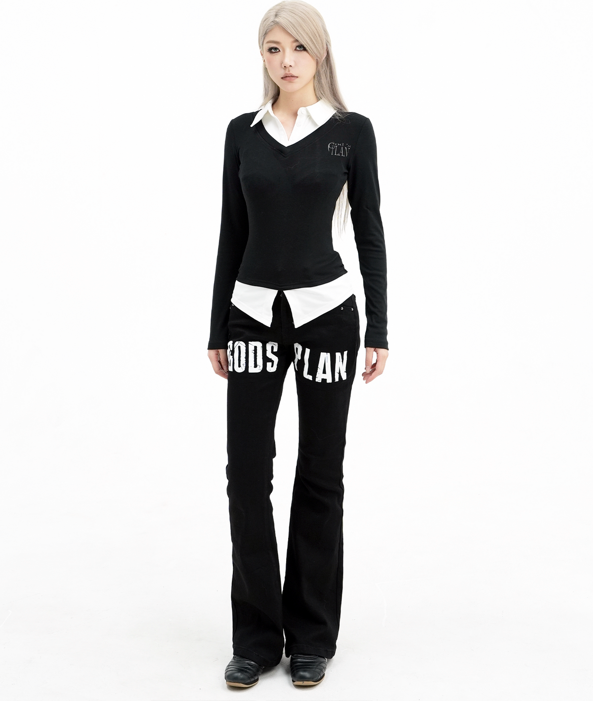 Contrast Layered Long Sleeve Top