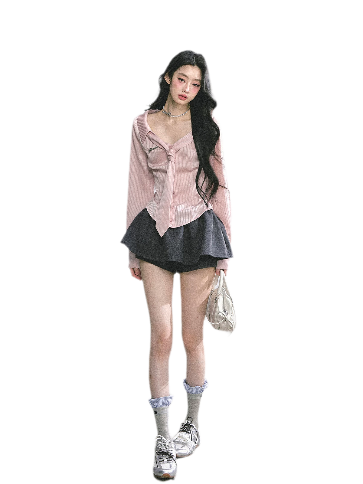 Satin Striped Tie Shirt